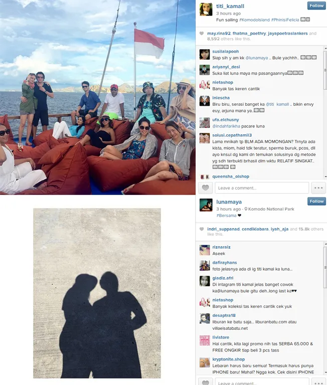 Luna dan Reino sedang di Pulau Komodo. @instagram titi kamal & luna maya