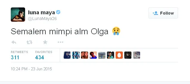 Status Luna Maya @foto: Official Twitter Luna Maya