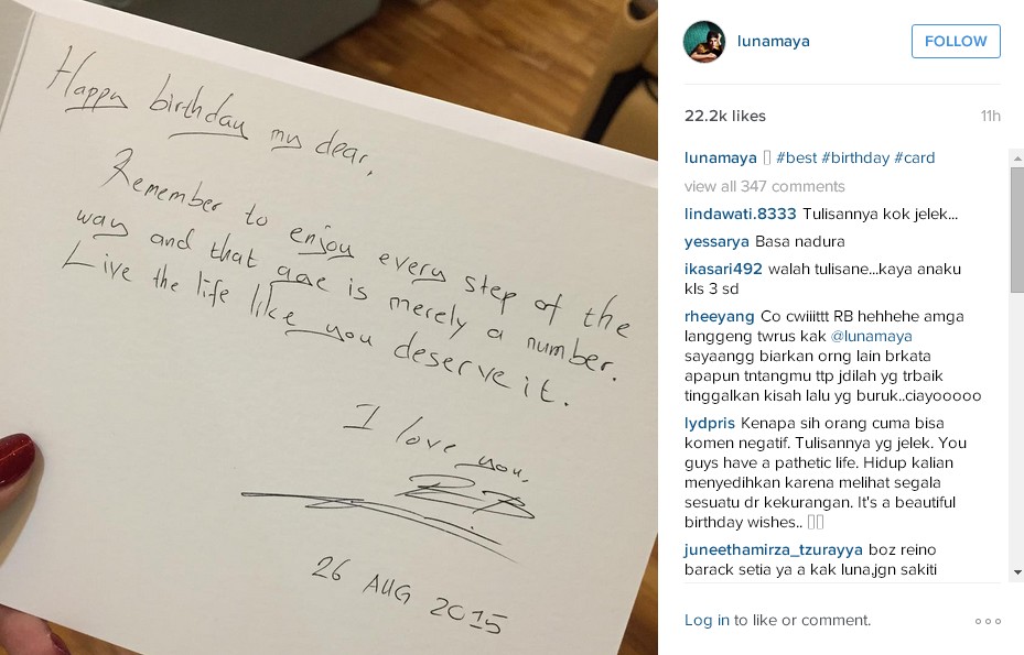 Surat Cinta Dari Reino Barack Untuk Luna Maya Romantis