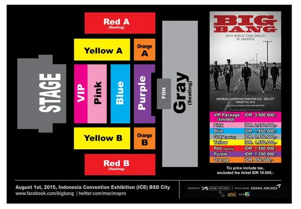 Seatplan dan harga tiket Konser Big Bang 2015 MADE in Jakarta © twitter.com/mecimapro