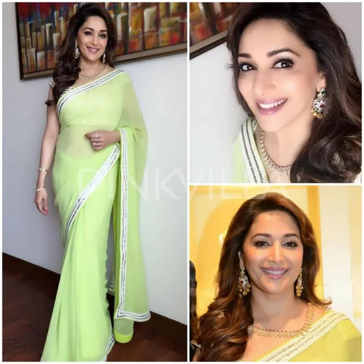Ini dia penampilan Madhuri Dixit dengan sari hijaunya @pinkvilla.com