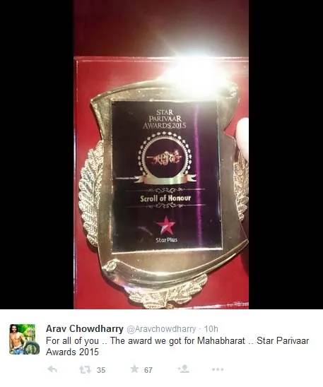 'Mahabharata' mendapatkan penghargaan dari Star Parivaar Awards. @aravchowdarry