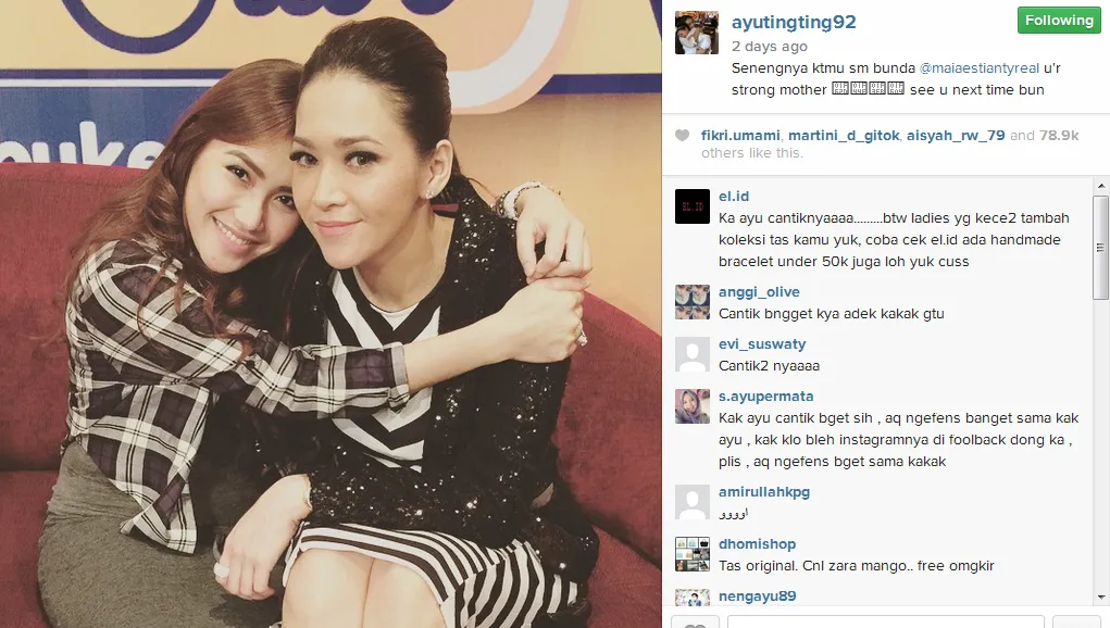 Ayu Ting Ting dan Maia bikin netizen heboh. @instagram/ayutingting92