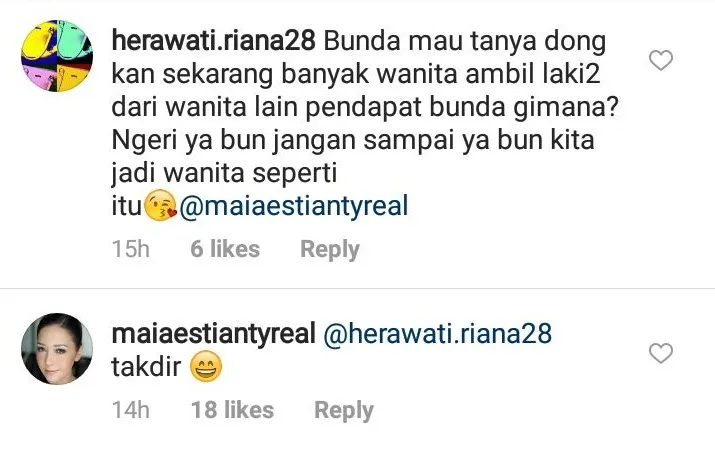 Maia sebut jadi pelakor adalah takdir ©instagram/maiaestiantyreal