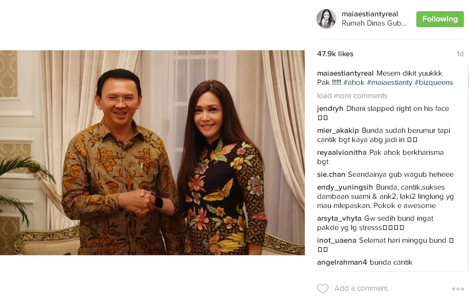 Maia Estianty dinner bareng Ahok. / ©instagram.com/maiaestiantyreal