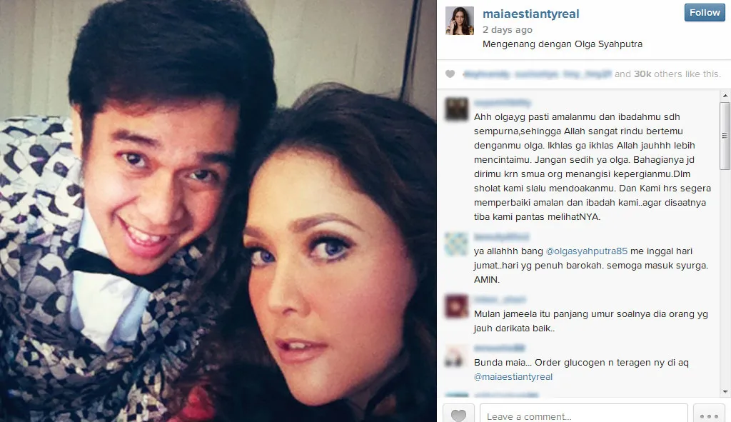 Maia Estianty unggah foto bersama Olga Syahputra, nama Mulan Jameela juga disebut © Instagram/Maia Estianty