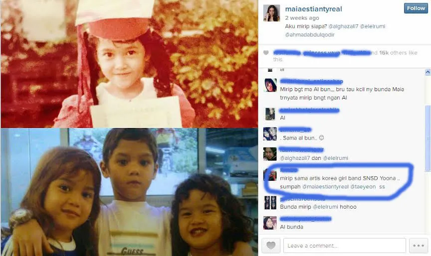 Foto masa kecil Maia Estianty yang dibilang mirip Yoona Girls Generation. @Maia Estianty Instagram