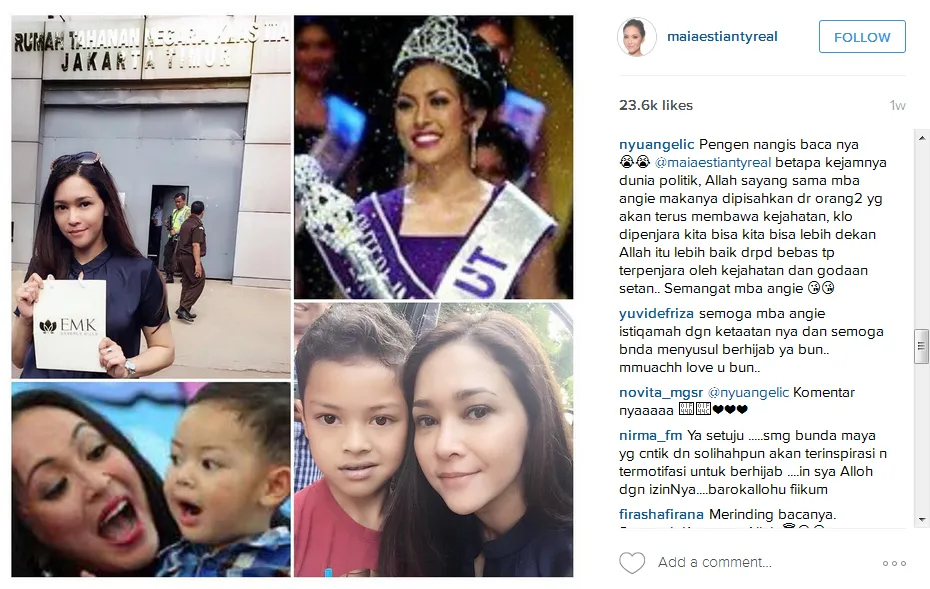Maia curhat setelah sambangi Angelina Sondakh © Instagram/maiaestiantyreal