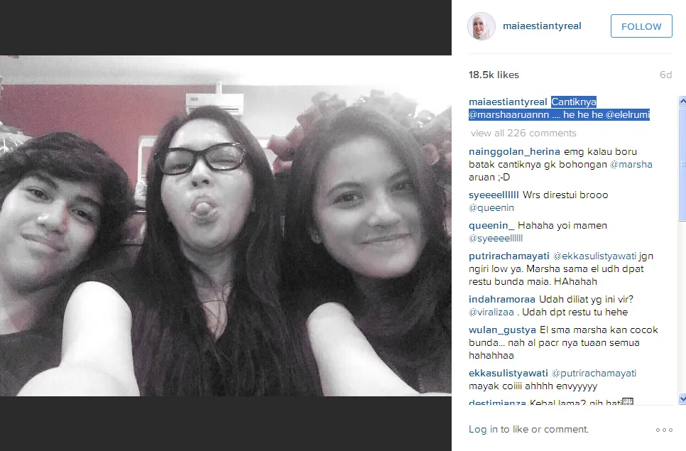 Maia dukung El dengan Marsha / © Instagram