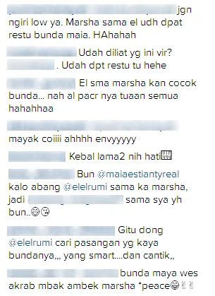 Dukungan netizen untuk Marsha dan El / © Instagram