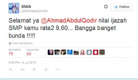 Cuitan Maia dalam Twitter @Twitter.com-MAIAsangJUARA