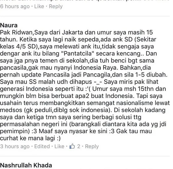 Curhatan Naura buat Ridwan Kamil © Instagram.com/ridwankamil