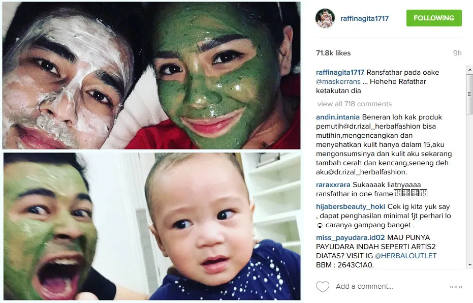 Rafathar takut melihat wajah Raffi saat pakai masker © Instagram.com/raffinagita1717