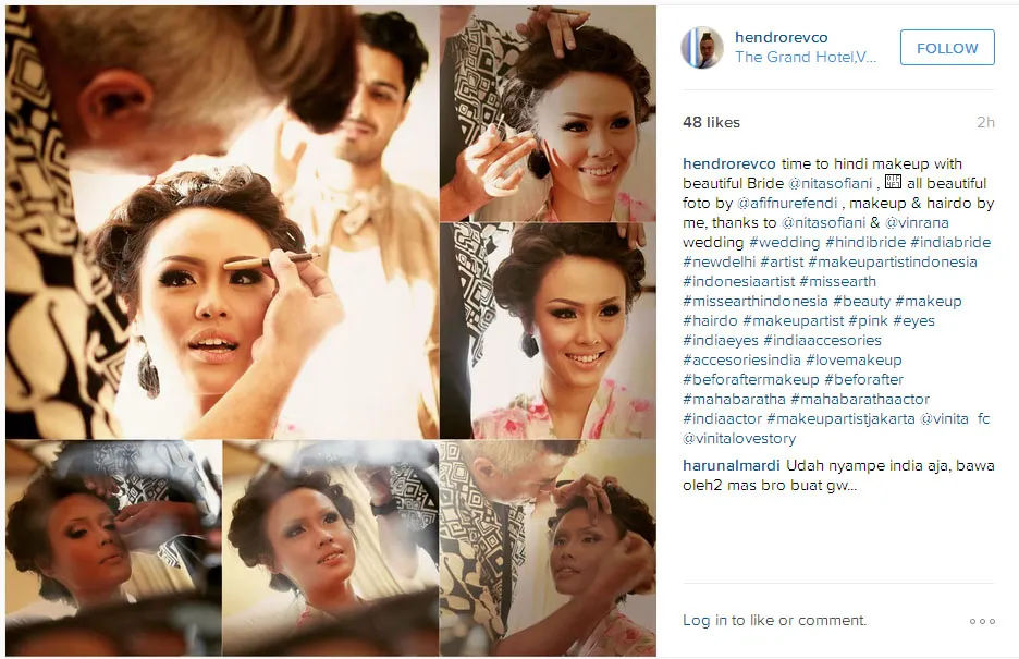 Begini nih tahapan make up wajah Nita Sofiani © Instagram.com/hendrorevco