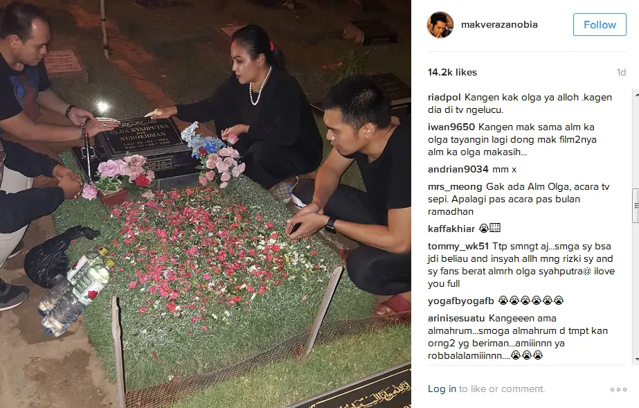 Mak Vera sambangi makam Olga © Instagram/makverazanobia