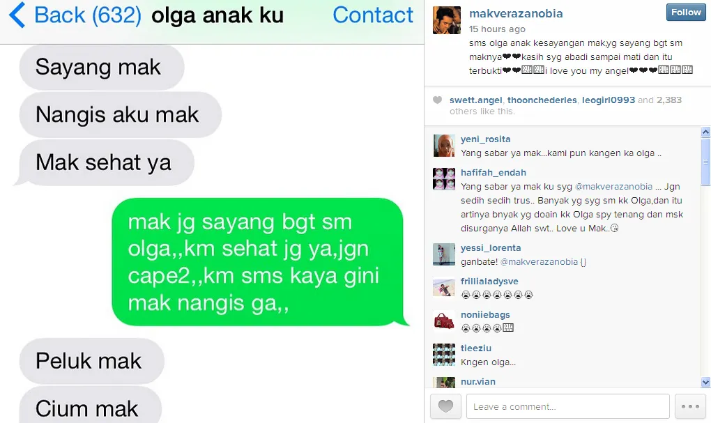 Chat kenangan Mak Vera dan Olga / © Instagram