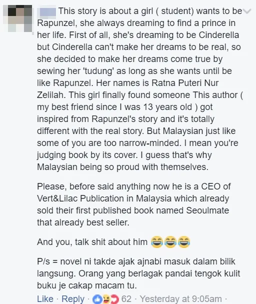 Penjelasan salah seorang pengguna Facebook tentang Tudung Rapunzelilah © worldofbuzz