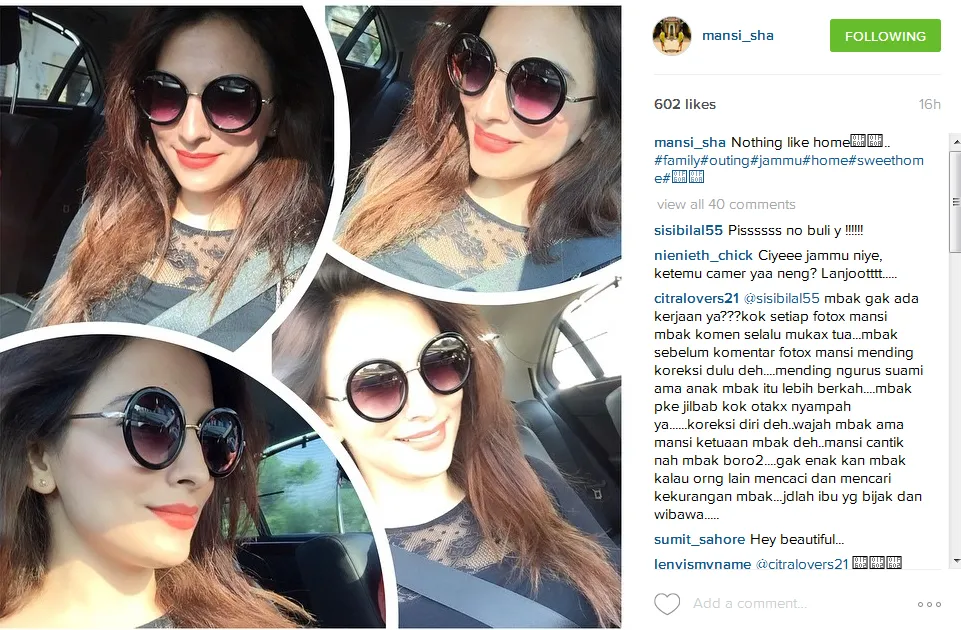 Mansi akan kunjungi rumah ortu Shaheer? @instagram/mansi_sha