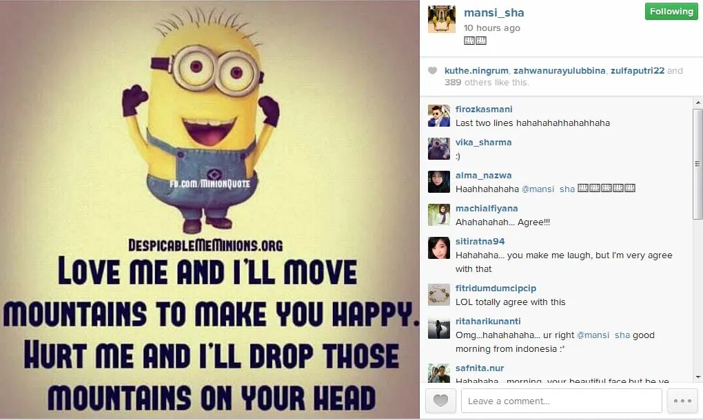 Mansi balas haters dengan quotes bergambar unyu. @instagram/mansi_sha