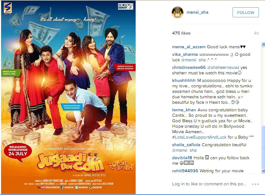 Ini dia film terbaru Mansi Sharma yang berjudul 'JUGAADI DOT COM' @instagram.com/mansi_sha
