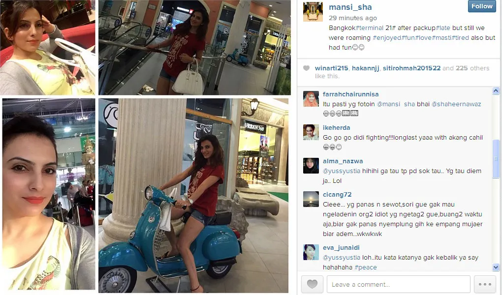 Ini dia pose cantik Mansi Sharma saat berada di Bangkok, ketemu Shaheer Sheikh? @instagram.com/mansi_sha