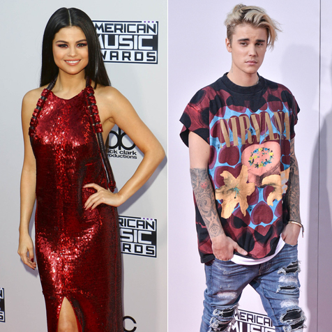 Justin dan Selena berpose sendiri-sendiri, begitu juga dengan Gigi dan Kylie Jenner © Splashnews.com