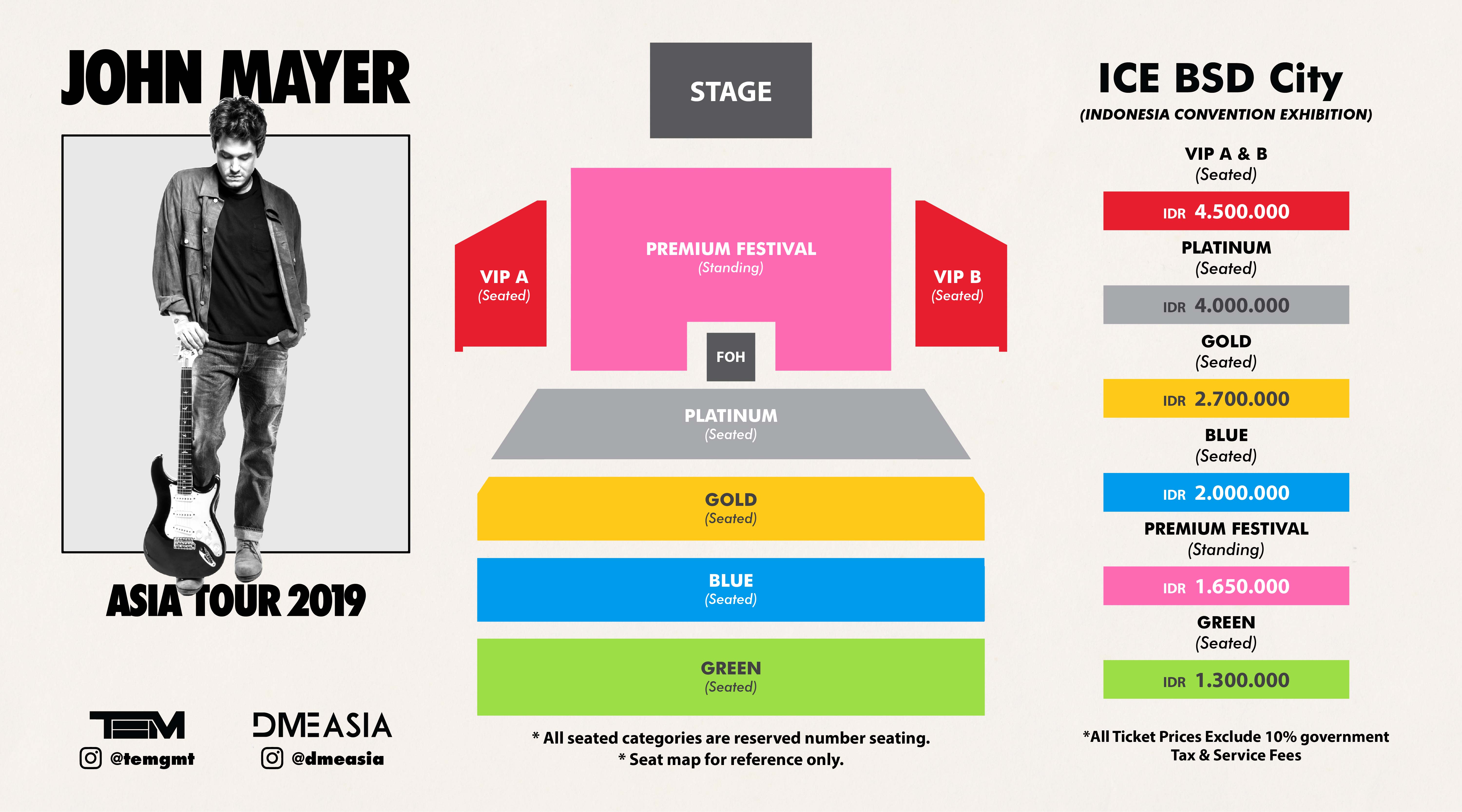 Daftar harga tiket konser John Mayer World Tour 2019 © johnmayerjakarta.com