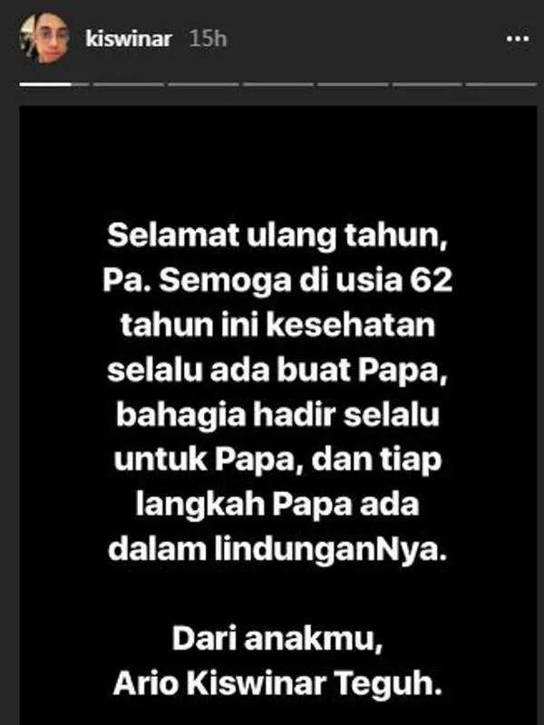 Postingan Kiswinar di Instagram Story. (Credit: instagram.com/kiswinar)