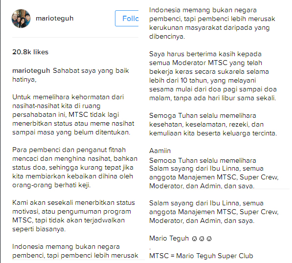 Ramai Isu Negatif, Mario Teguh Putuskan Berhenti Berikan 