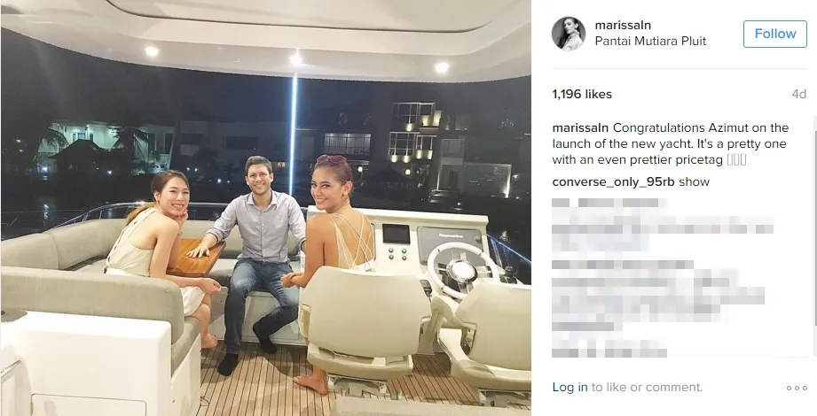 Baru-baru ini Marissa Nasution terlihat menghadiri peluncuran yacht sahabatnya. ©instagram.com/marissaln
