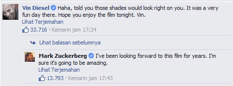 Percakapan Vin Diesel dan Mark Zuckerberg di Facebook 