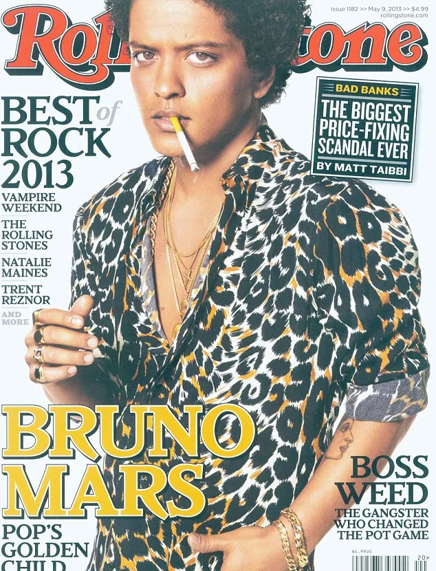 Bruno Mars di majalah Rolling Stone @ dailymail.co.uk