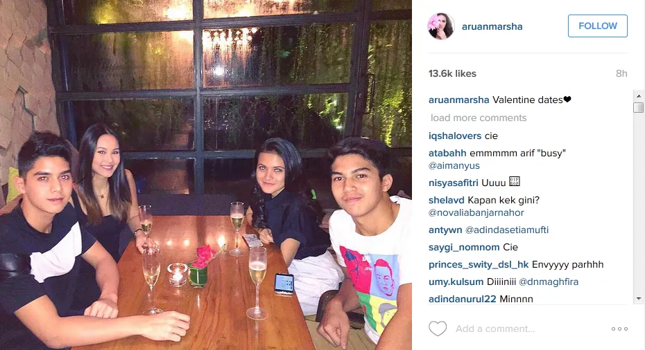 Al, El, Marsha dan Alyssa double date © Instagram/aruanmarsha