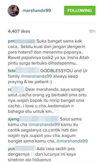 Netizen beri dukungan buat Marshanda ©instagram/marshanda99