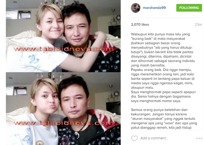 Marshanda tulis pesan menyentuh untuk ayahnya ©instagram/marshanda99