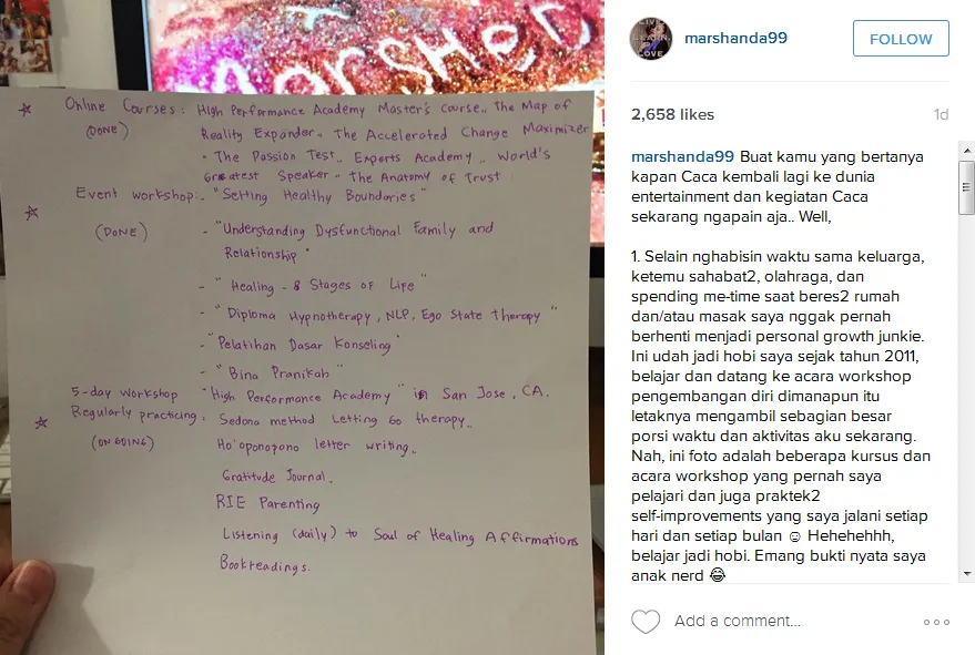 Ini kesibukan Caca di luar syuting © Instagram/marshanda99