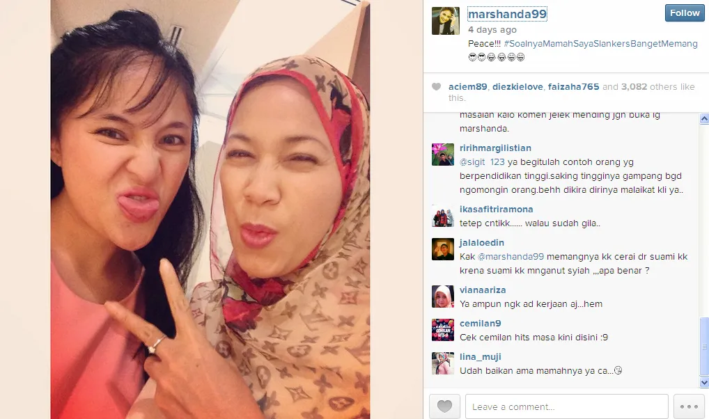 Caca adu jelek dengan sang ibunda / © Instagram