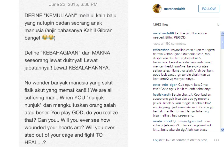 Marshanda kirim pesan untuk haters? / © Instagram