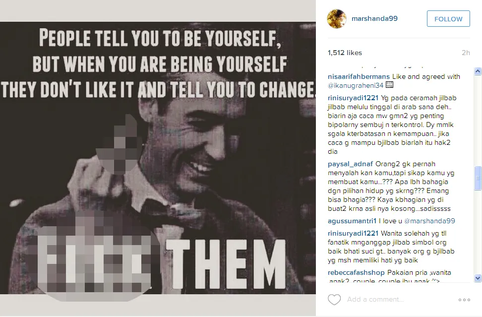 Pesan Caca untuk para haters / © Instagram