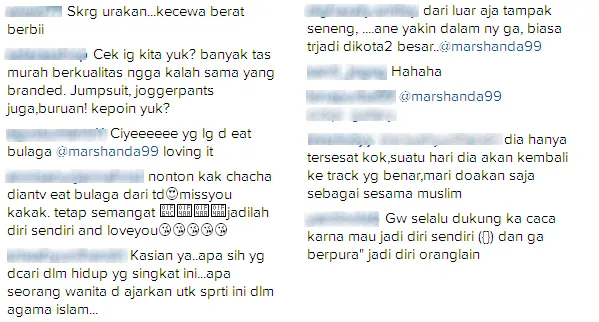 Komentar netizen mengenai postingan Marshanda © Instagram/@marshanda99