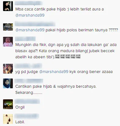 Komentar publik mengenai gaya baru Caca / © Instagram