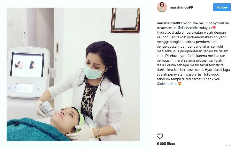 Semakin mempesona, Marshanda juga kerap lakukan perawatan kecantikan. /©instagram.com/marshanda99