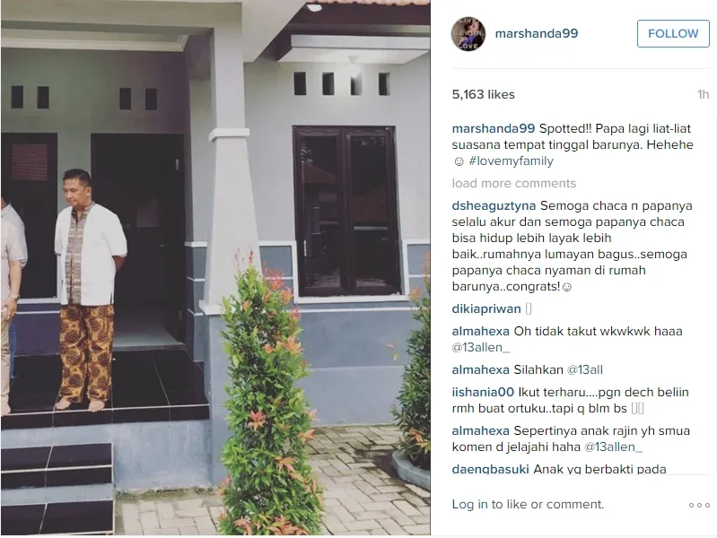 Marshanda posting foto ayahnya yang menapaki tempat tinggal baru. ©instagram.com/marshanda99