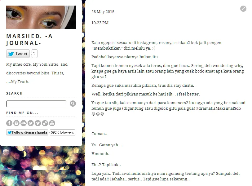 Curhatan Marshanda mengenai haters-nya / © Instagram