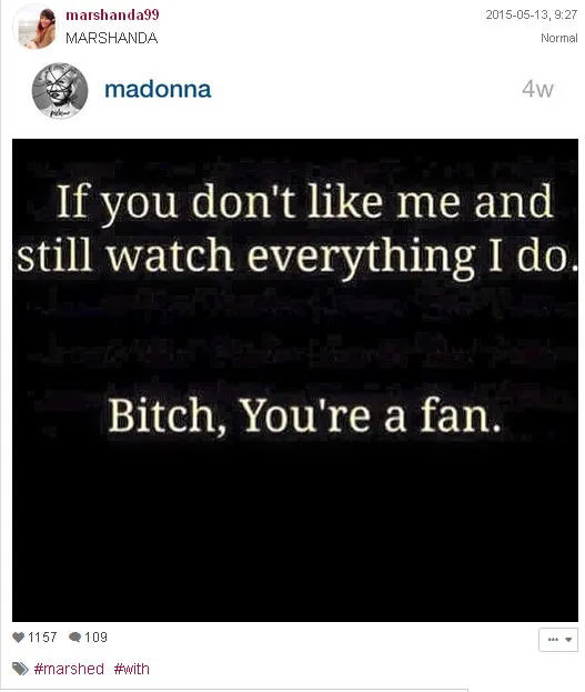IG Marshanda @foto: Marshanda99