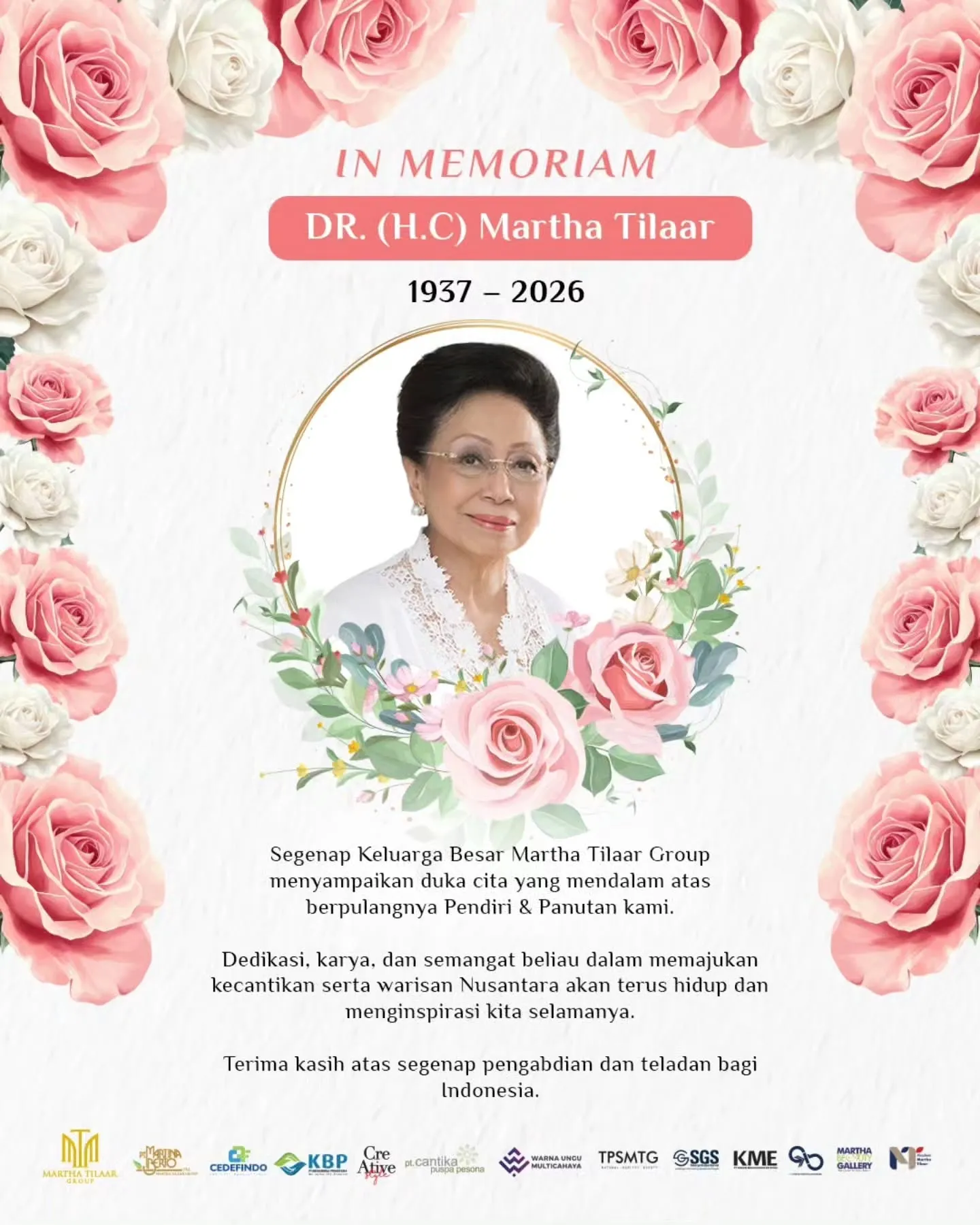 Martha Tilaar Meninggal Dunia