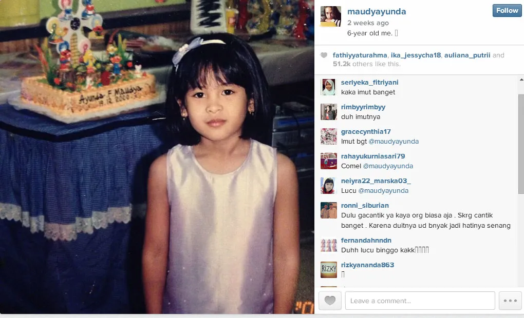 Maudy Ayunda sudah cantik sejak kecil. ©instagram/maudyayunda