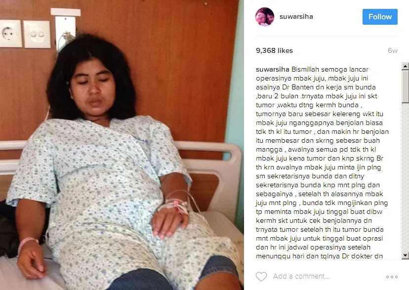 Ashanty menolong salah satu pekerja di rumahnya © Instagram.com/suwarsiha