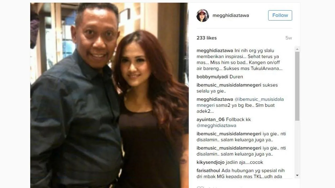 Meggie Diaz kagumi sosol Tukul Arwana © via liputan6.com