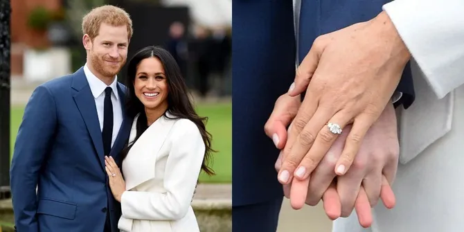 Tampilan cincin pertunangan milik Meghan Markle. © Facundo Arrizabalaga/EPA-EFE/Shutterstock
